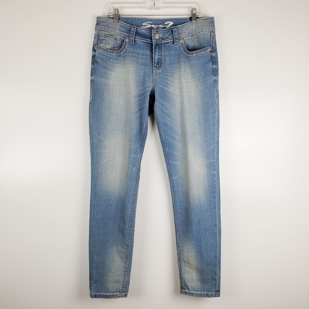 Seven Light Wash Mid Rise Skinny Jeans
